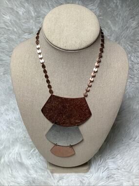 Berry Tiered Mixed Metal Copper Silver Tone Bib Statement Necklace Boho F11-13